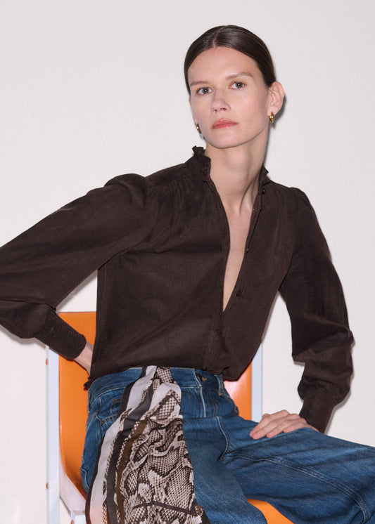 Brown Super Soft Micro Cord Blouse | ME+EM