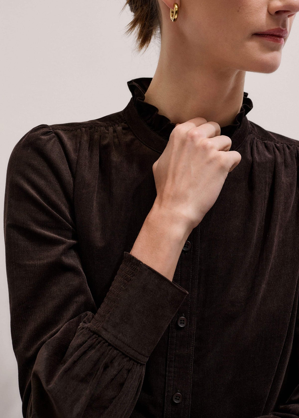 Brown Super Soft Micro Cord Blouse | ME+EM