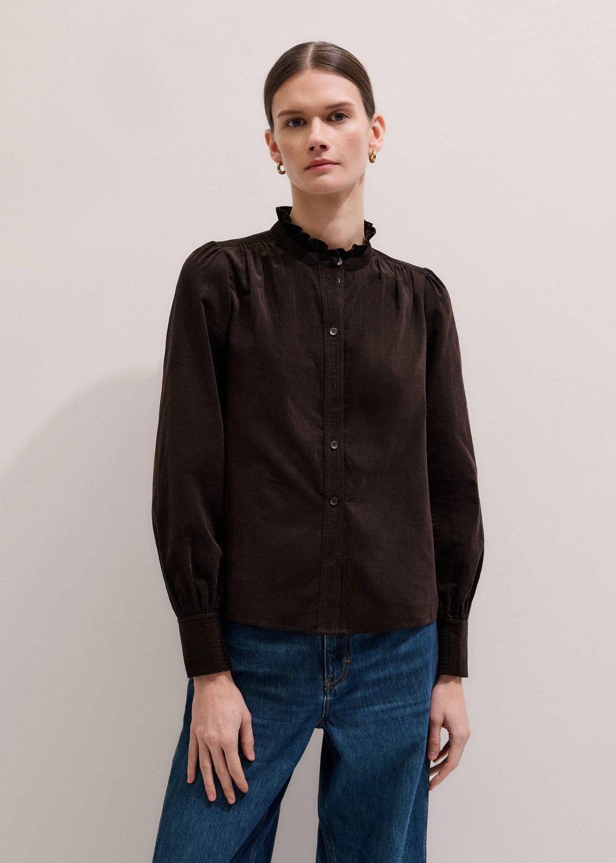 Brown Super Soft Micro Cord Blouse | ME+EM