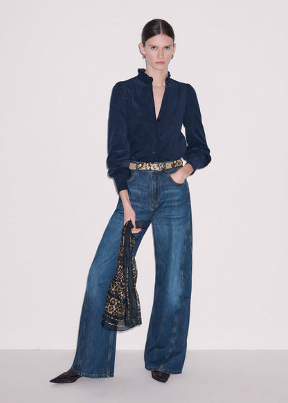 Navy Super Soft Micro Cord Blouse | ME+EM