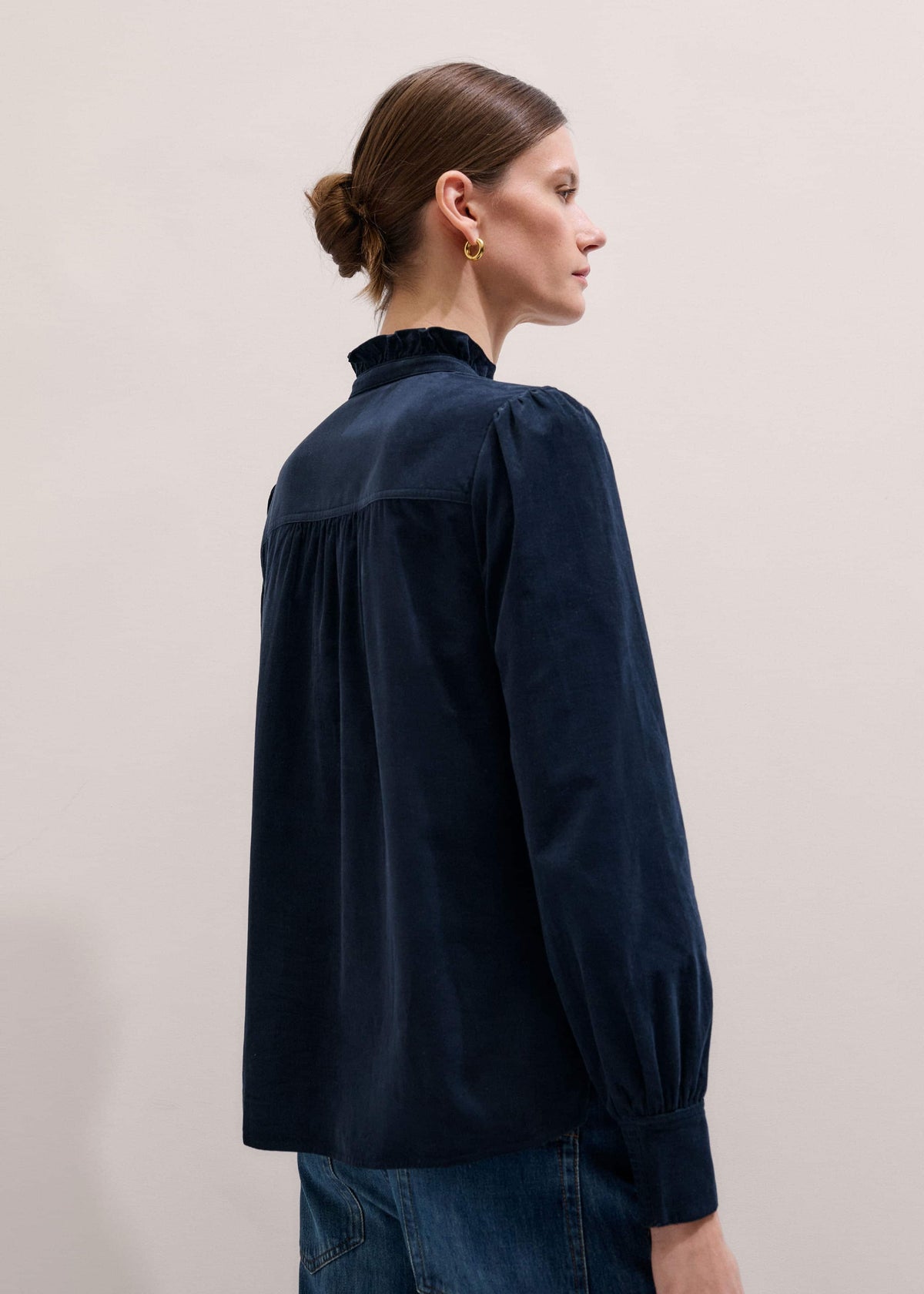 Navy Super Soft Micro Cord Blouse | ME+EM