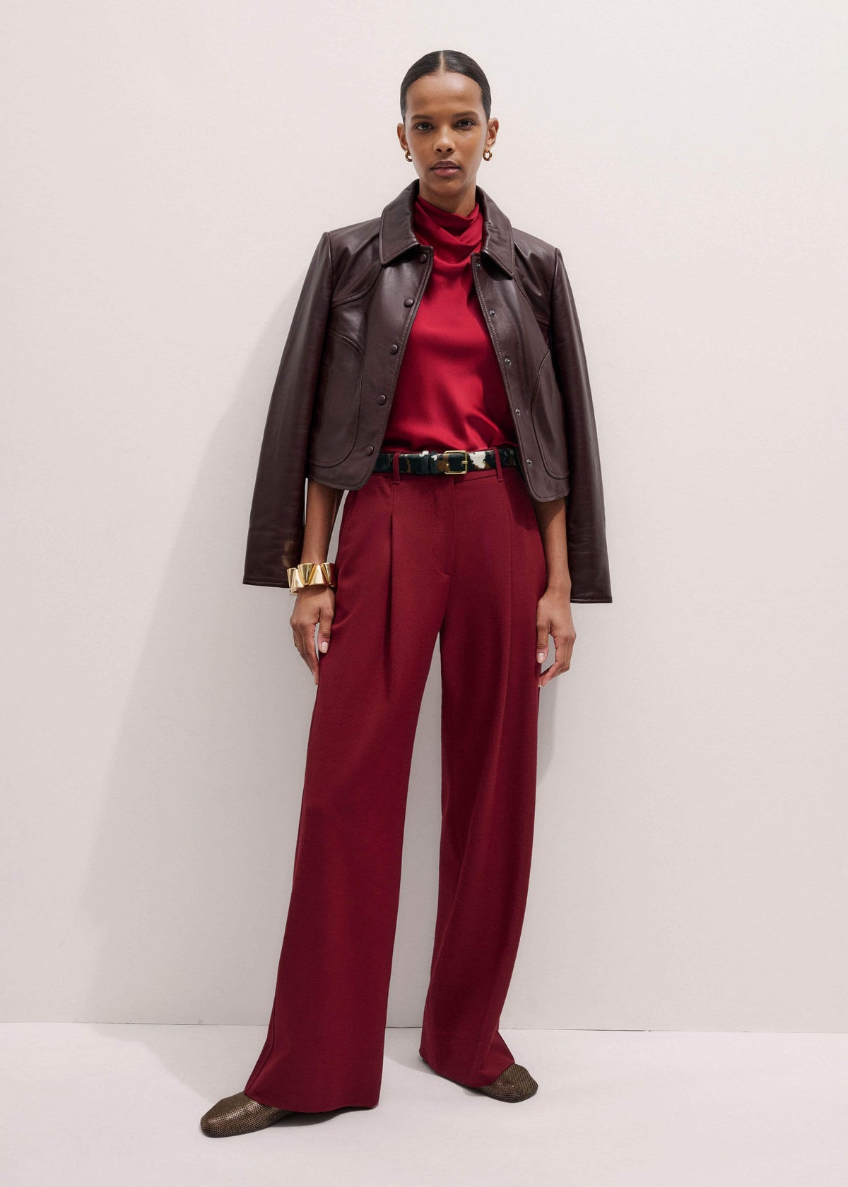 Red Silk Satin Halterneck Sleeveless Top | ME+EM