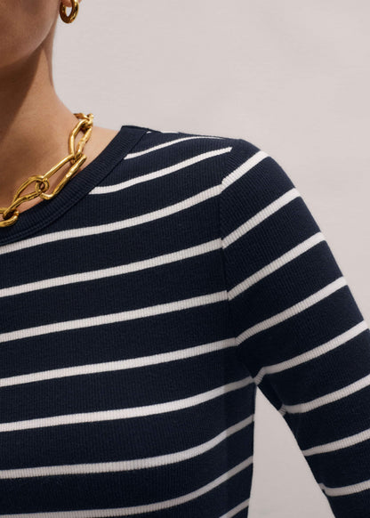 Navy Ultimate Rib Long Sleeve Top | ME+EM
