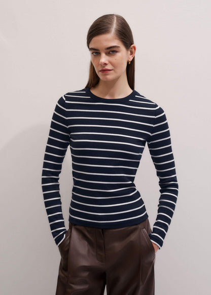 Navy Ultimate Rib Long Sleeve Top | ME+EM