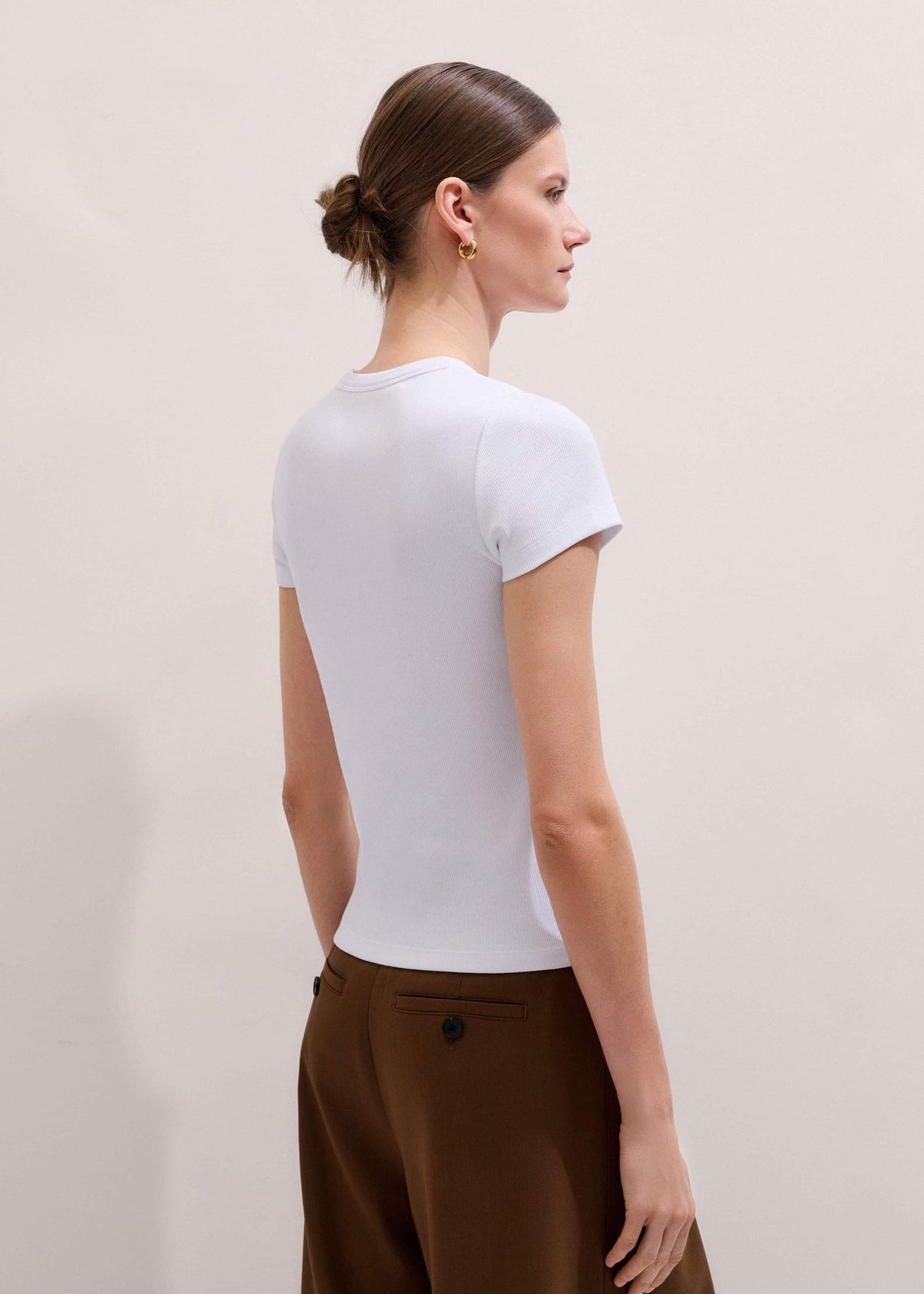 White Ultimate Fitted Rib Crew Neck Tee | ME+EM