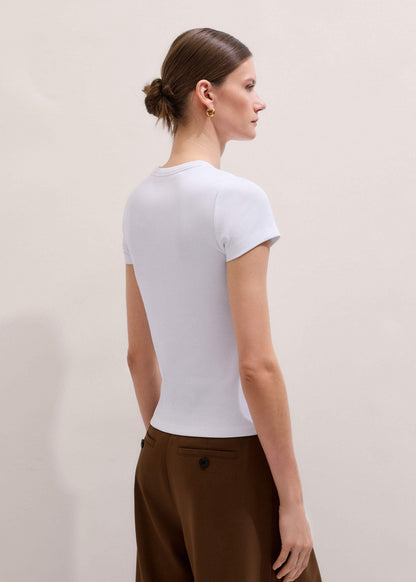 White Ultimate Fitted Rib Crew Neck Tee | ME+EM