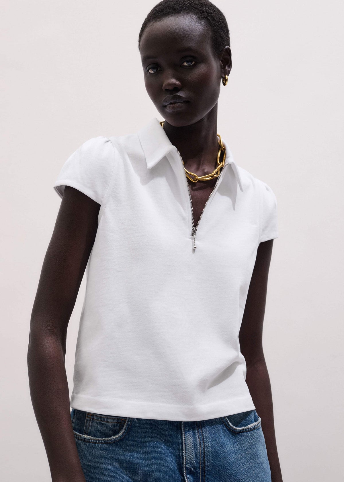 White Cap Sleeve Polo Tee | ME+EM