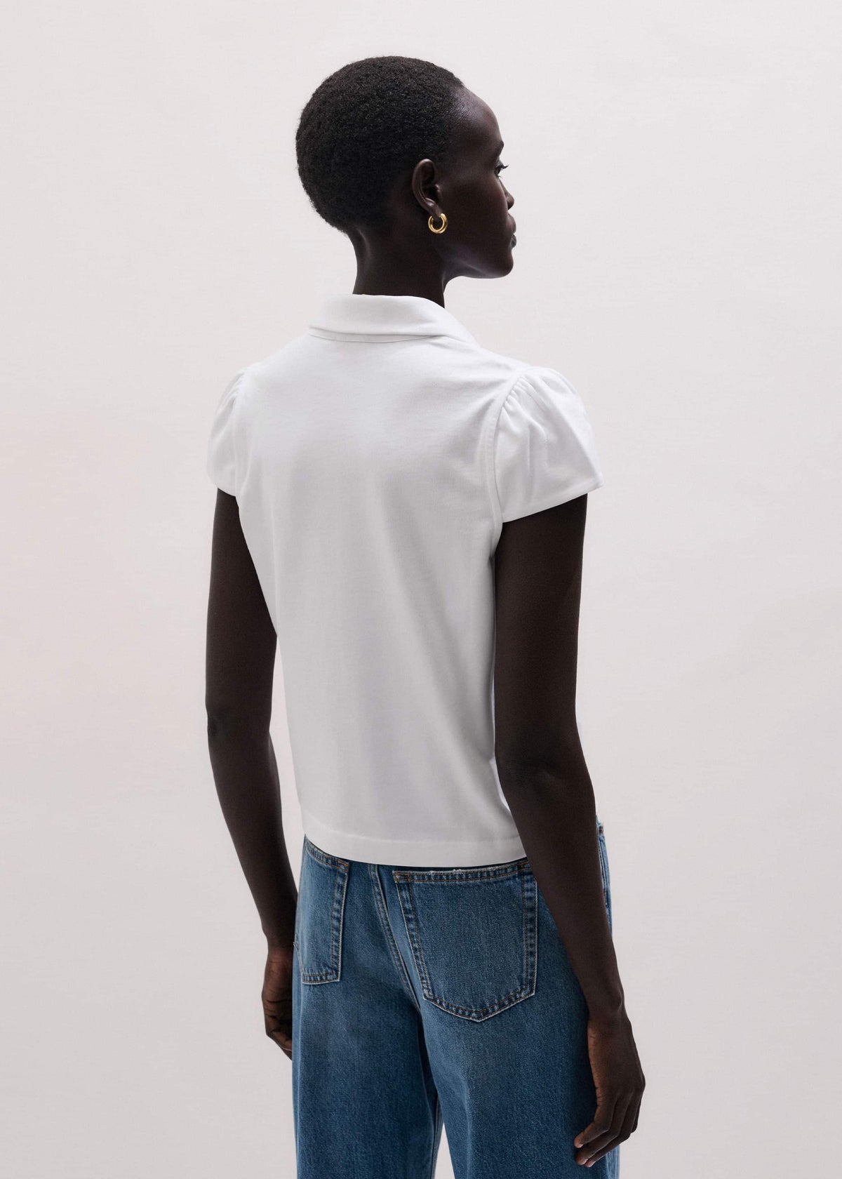 White Cap Sleeve Polo Tee | ME+EM