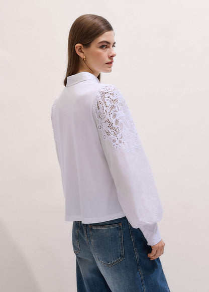 White Lace Sleeve Swing Top | ME+EM