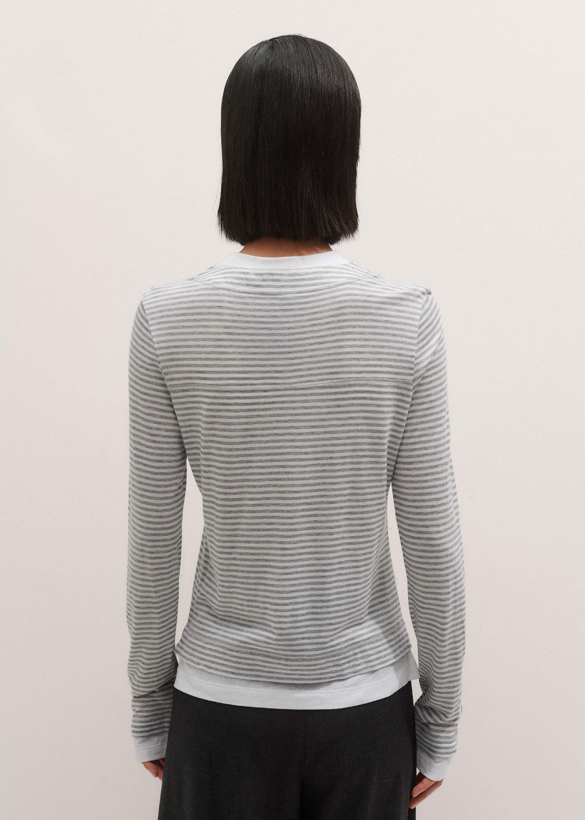 Gray Double-Layer Look Long Sleeve Top | ME+EM