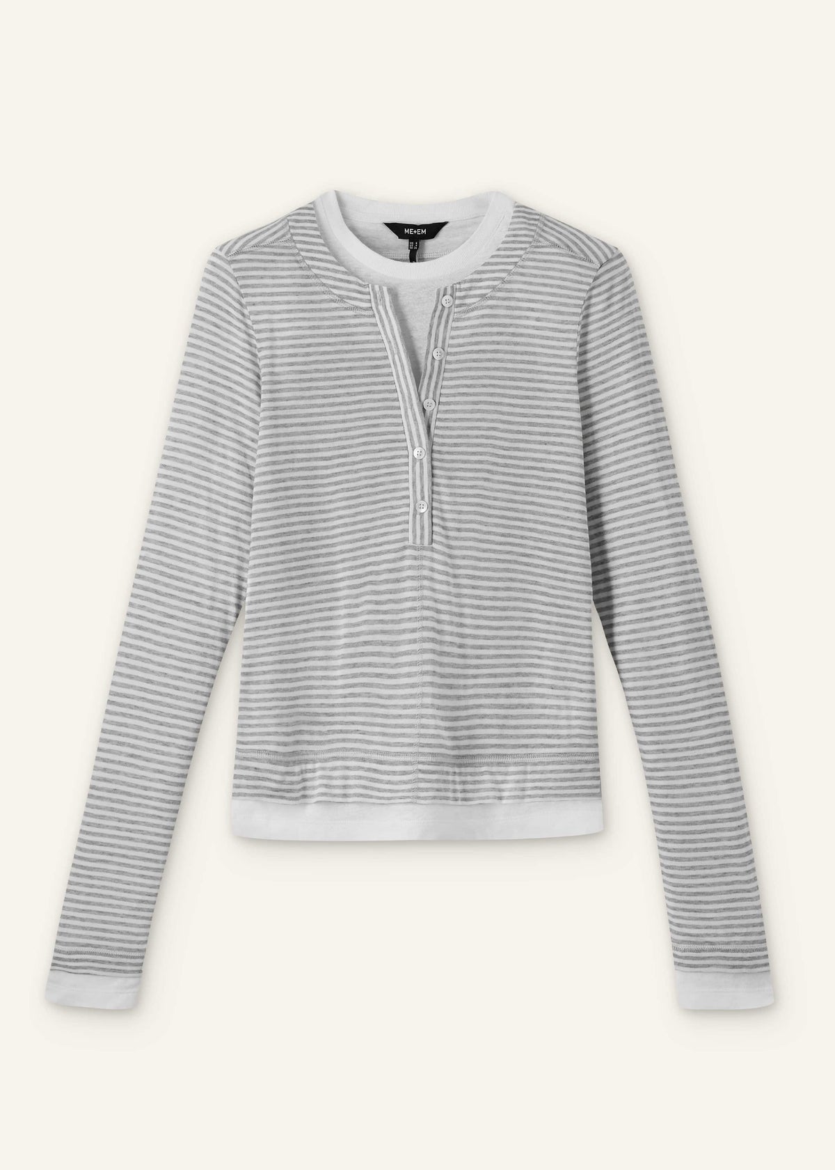 Gray Double-Layer Look Long Sleeve Top | ME+EM