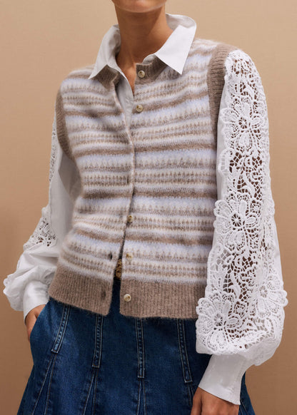 White Lace + Poplin Layering Shirt | ME+EM