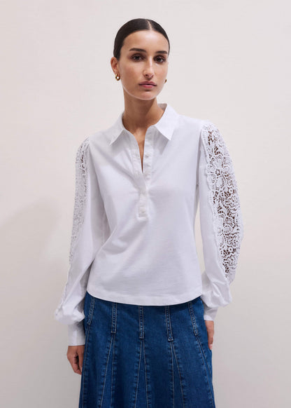 White Lace + Poplin Layering Shirt | ME+EM