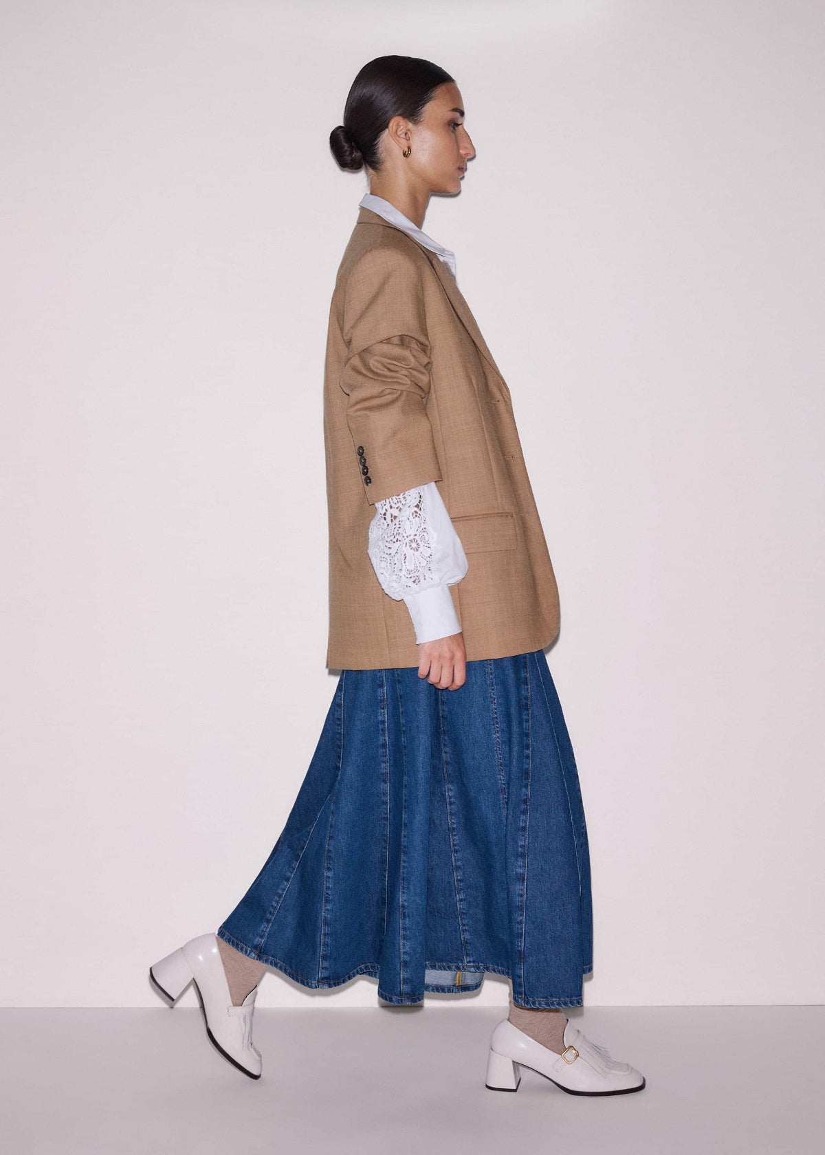 White Lace + Poplin Layering Shirt | ME+EM