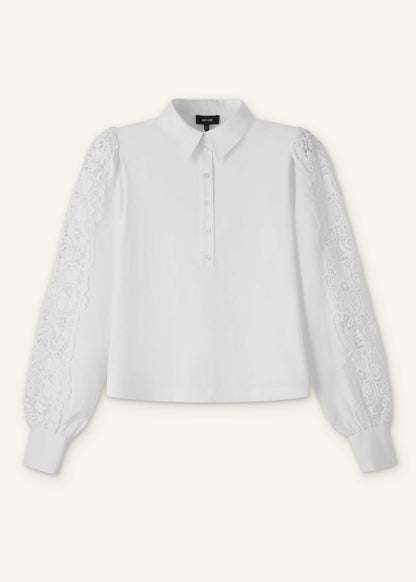 White Lace + Poplin Layering Shirt | ME+EM