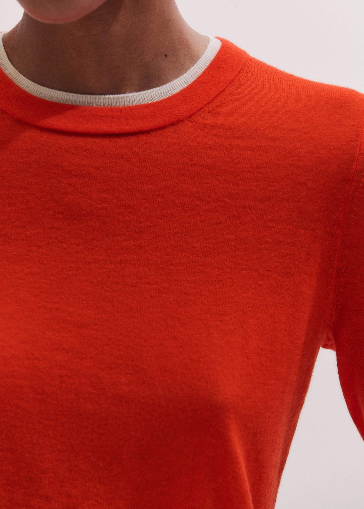 Orange Barely There Contrast Trim Sweater | ME+EM