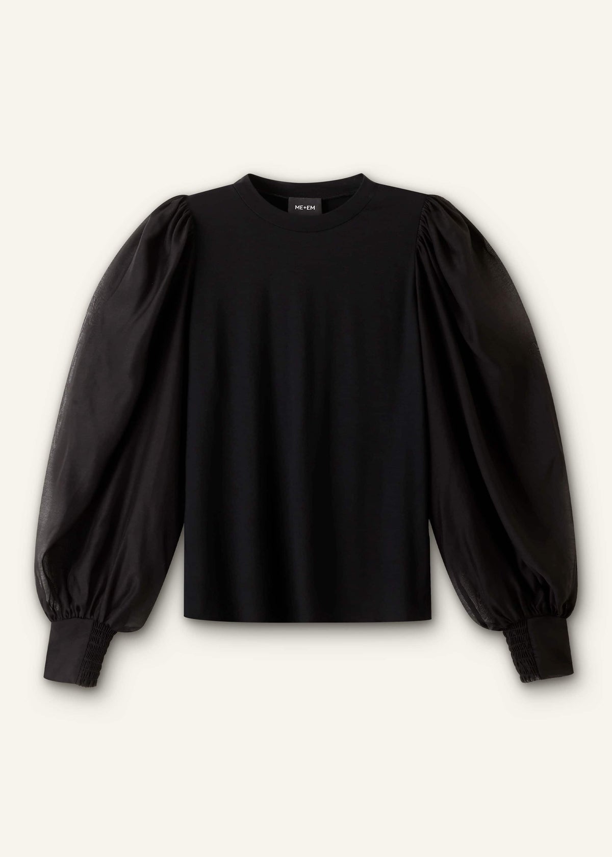 Black Balloon Sleeve Slim Layering Top | ME+EM