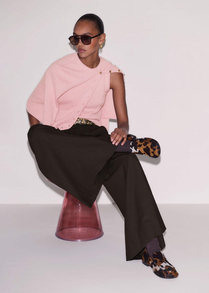 Pink Cashmere Roll Trim Knit Sweater Vest | ME+EM