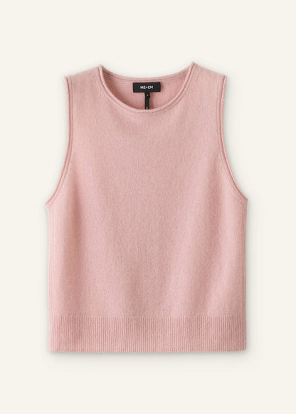 Pink Cashmere Roll Trim Knit Sweater Vest | ME+EM