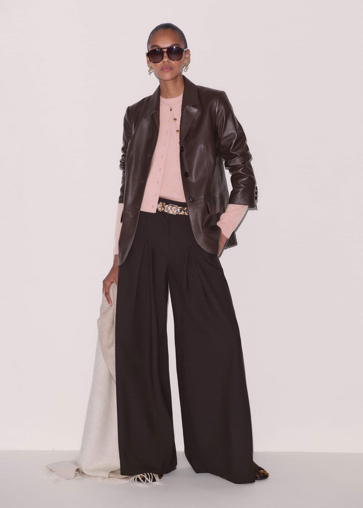 Pink Cashmere Roll Trim Straight Cardigan | ME+EM