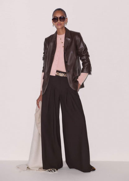 Pink Cashmere Roll Trim Straight Cardigan | ME+EM