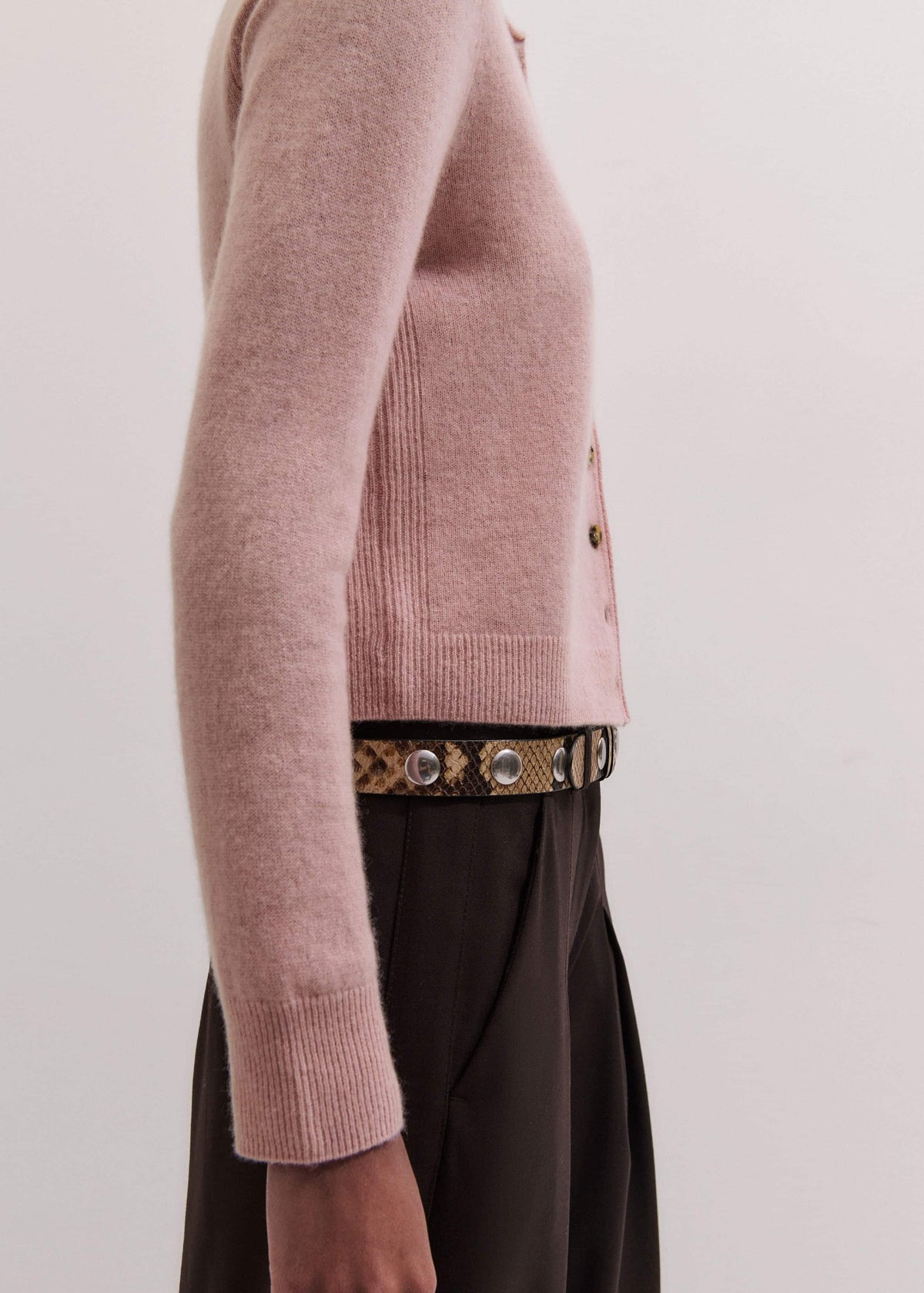 Pink Cashmere Roll Trim Straight Cardigan | ME+EM