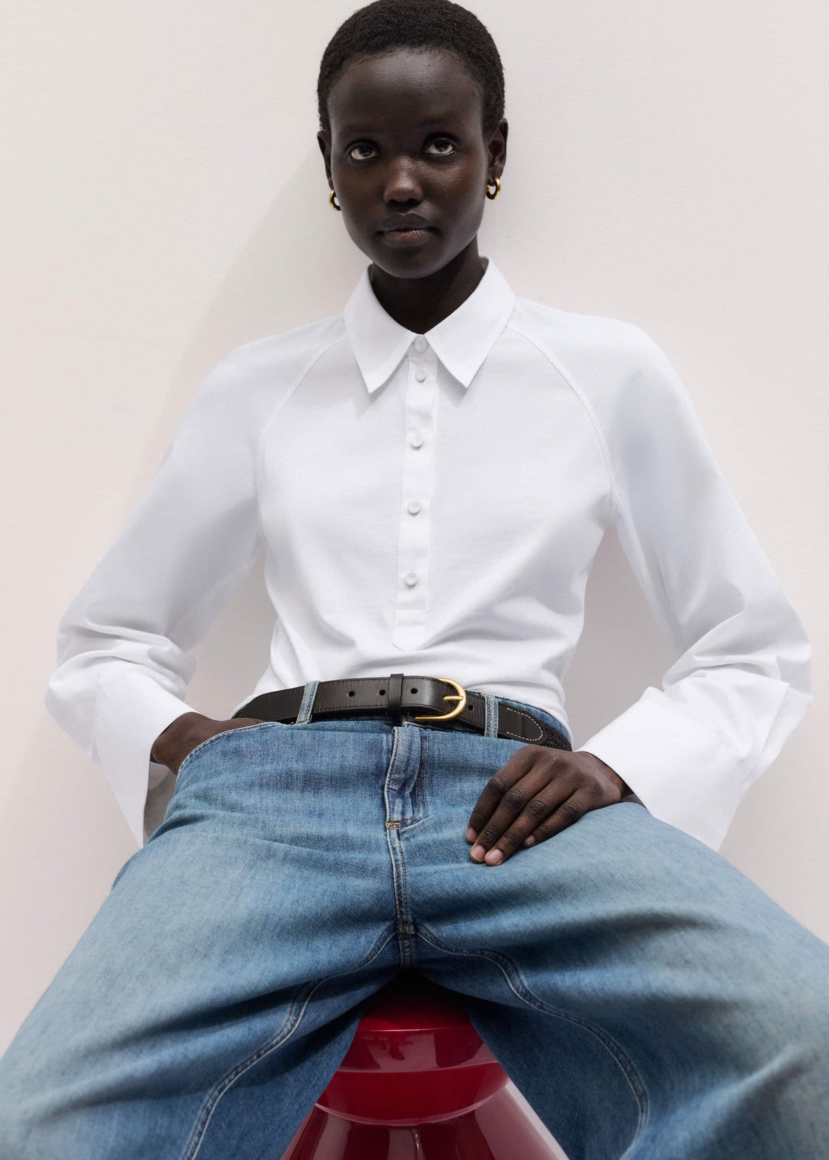 White Raglan Shirt Layering Top | ME+EM