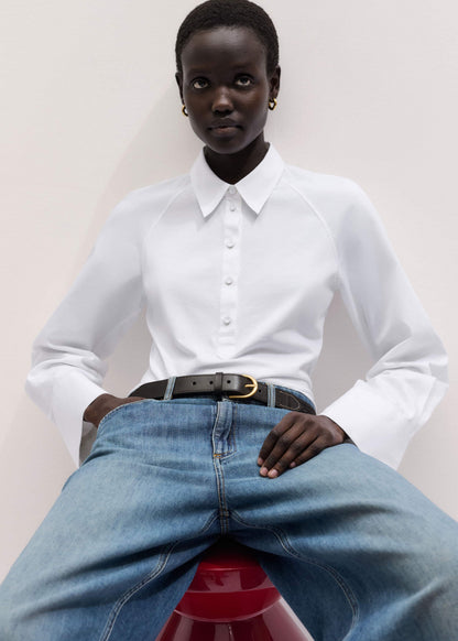 White Raglan Shirt Layering Top | ME+EM