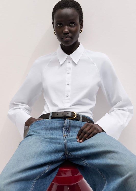 White Raglan Shirt Layering Top | ME+EM