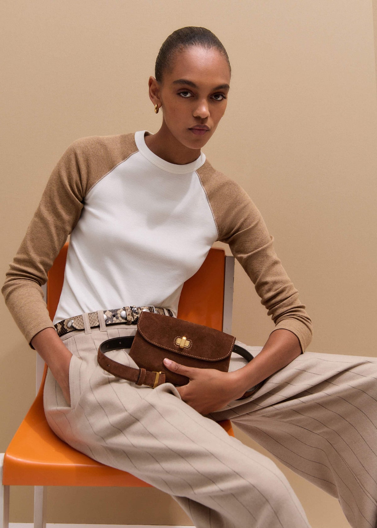 Cream Ultimate Slim Baseball Top | ME+EM