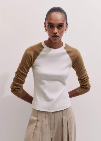 Cream Ultimate Slim Baseball Top | ME+EM