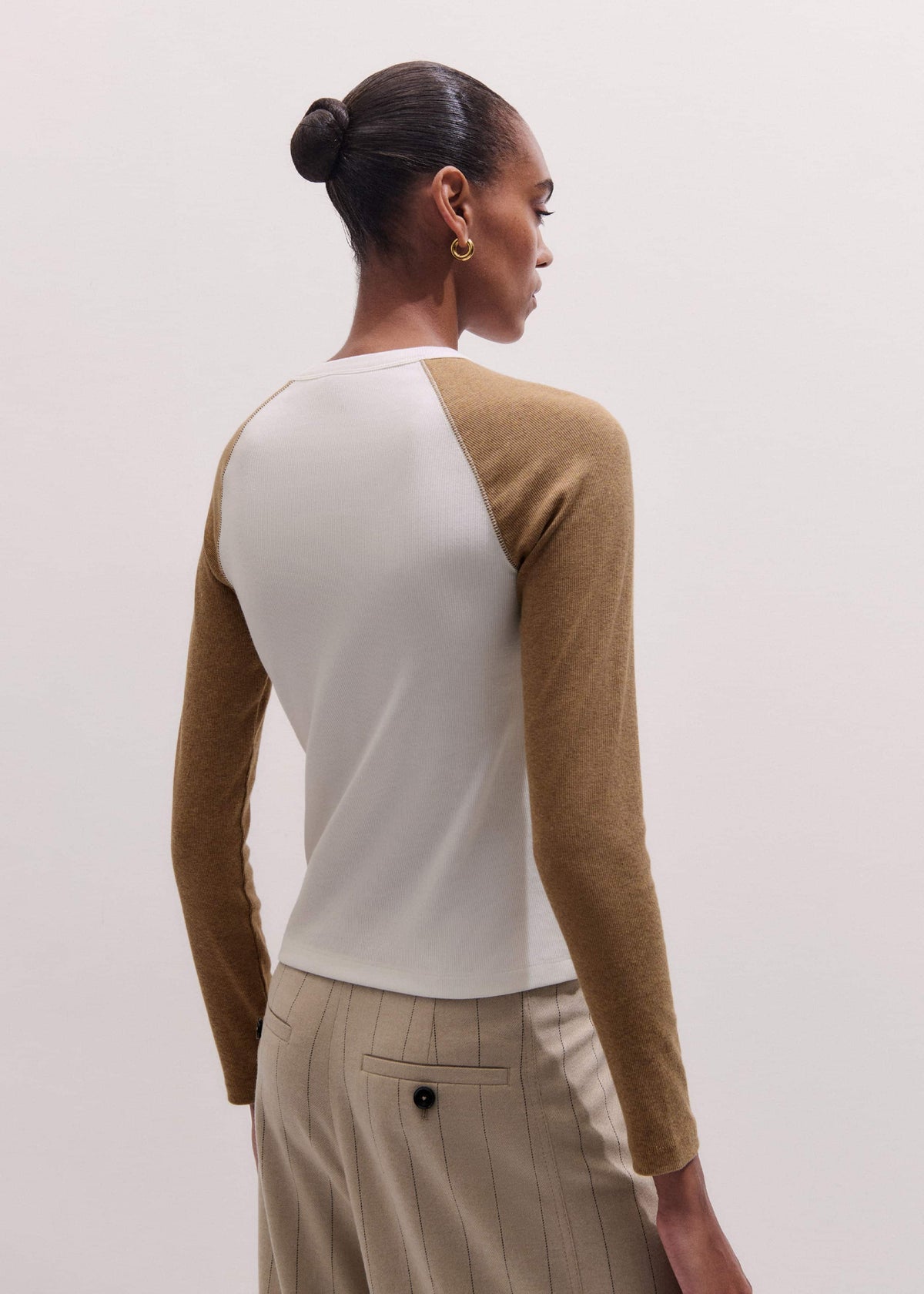 Cream Ultimate Slim Baseball Top | ME+EM