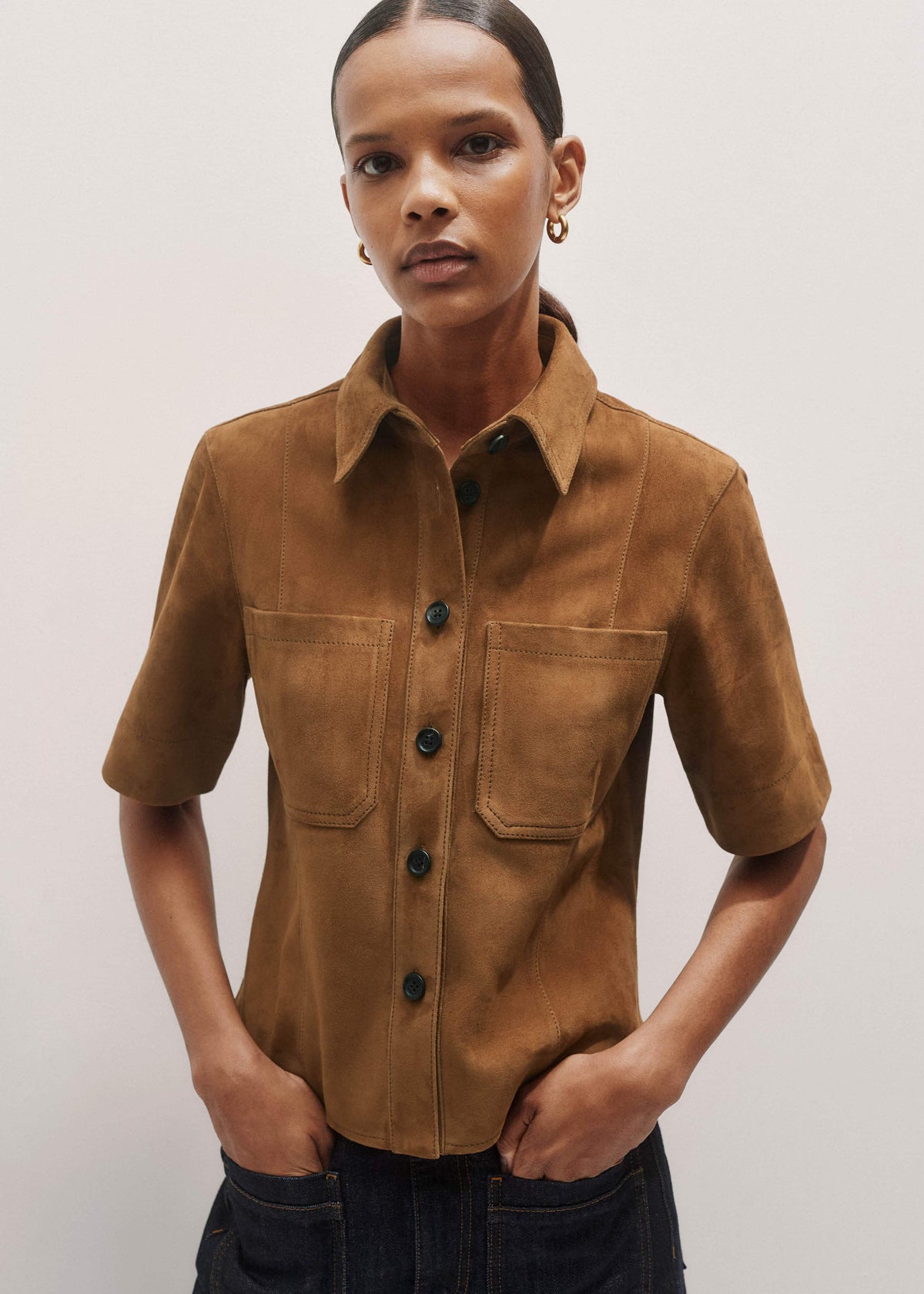 Brown Paneled Shirt | ME+EM