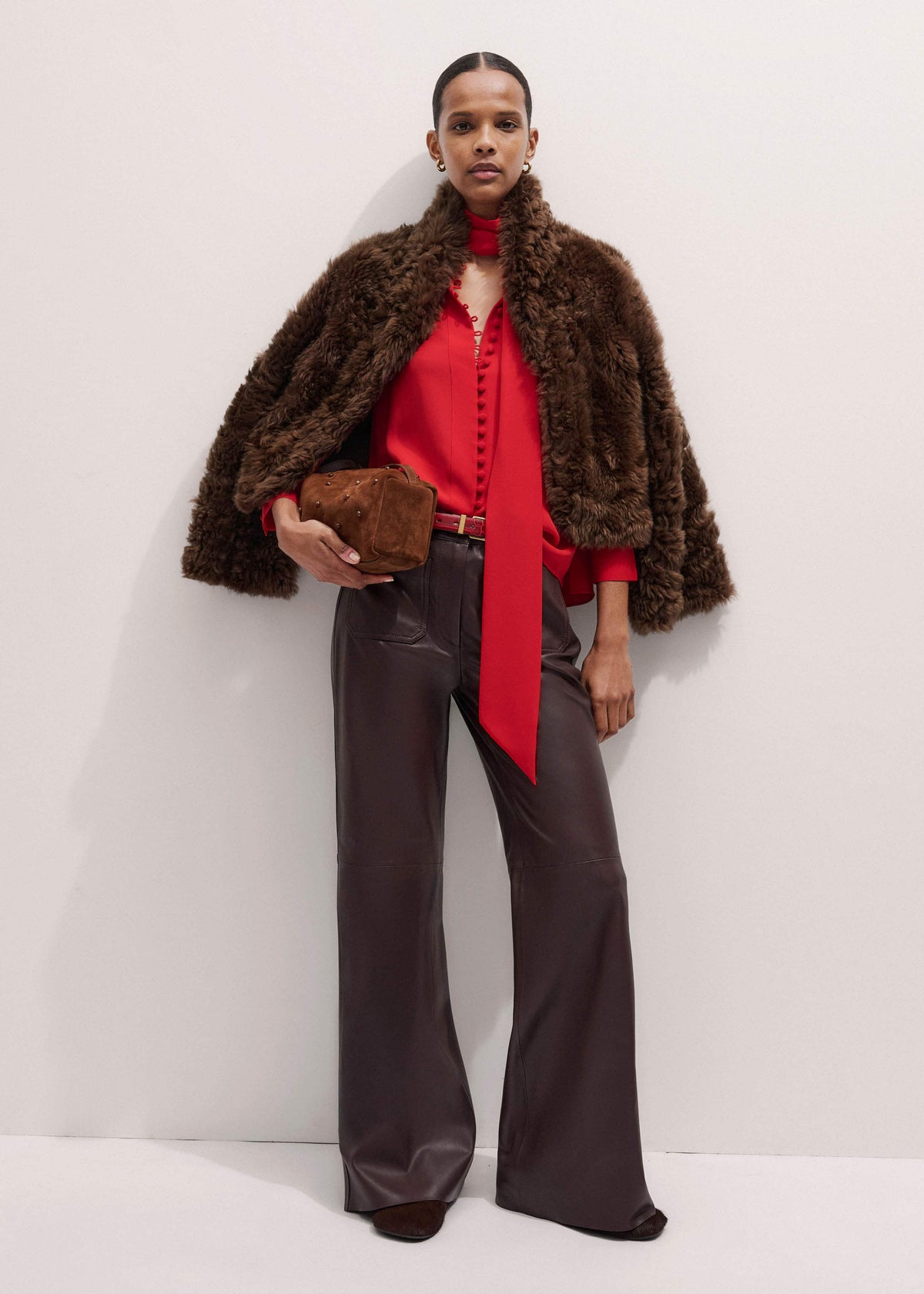 Red Silk Button Layering Shirt + Tie | ME+EM