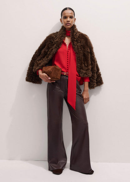 Red Silk Button Layering Shirt + Tie | ME+EM