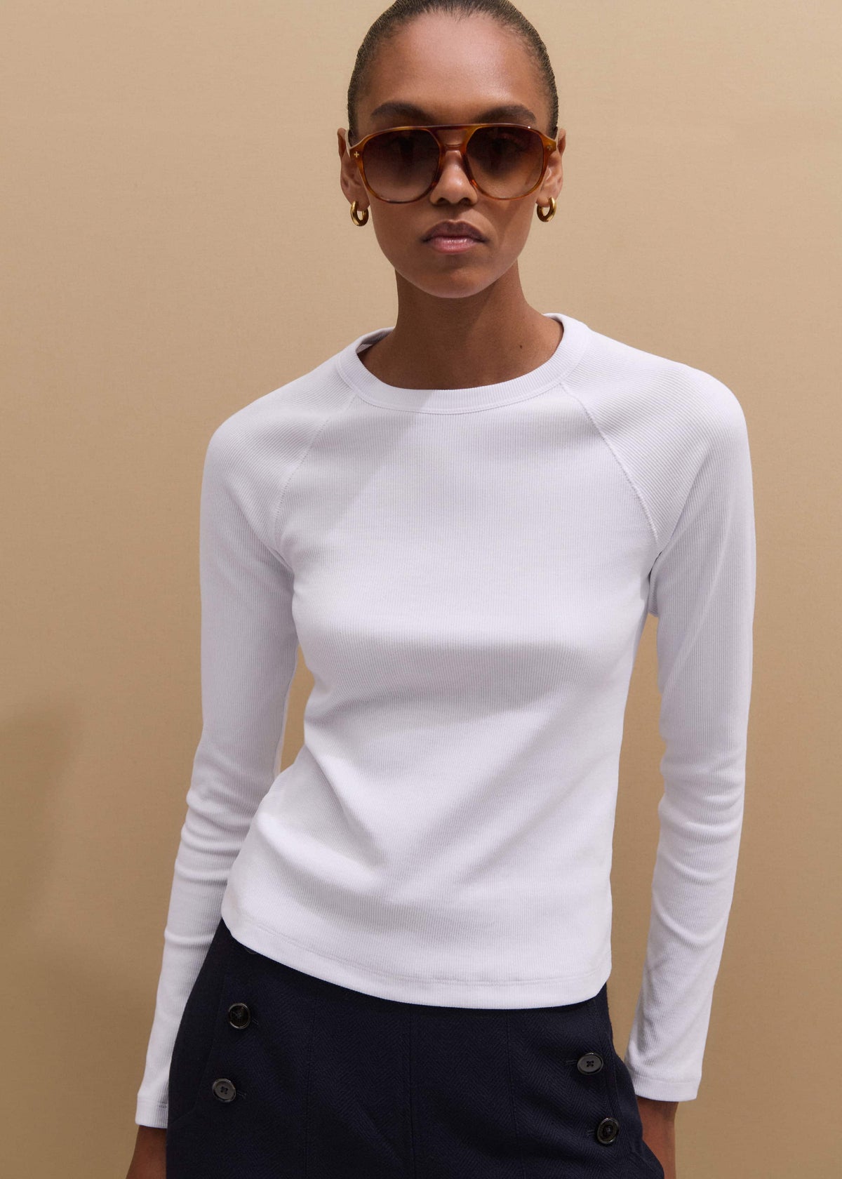 White Ultimate Slim Baseball Top | ME+EM