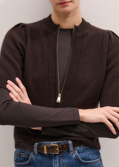 Brown Slim Crew Neck Top | ME+EM