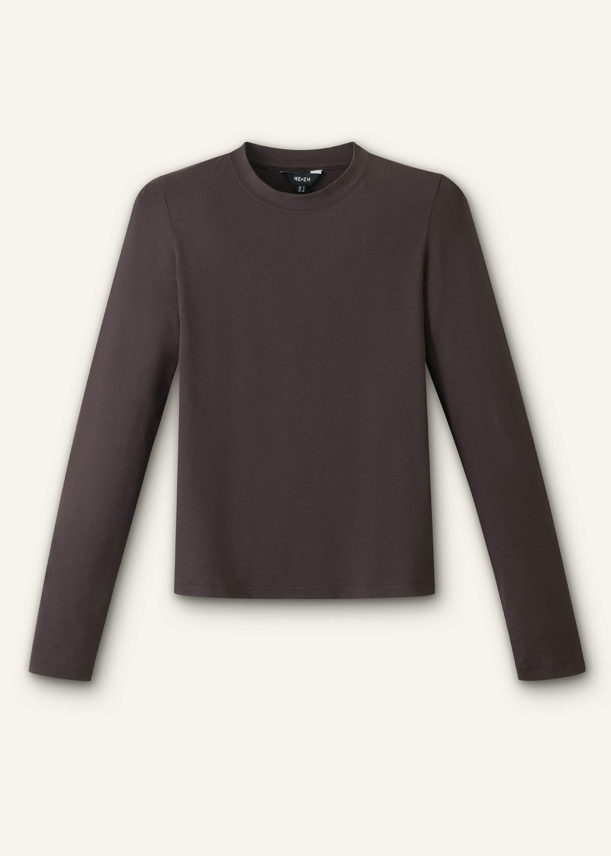 Brown Slim Crew Neck Top | ME+EM