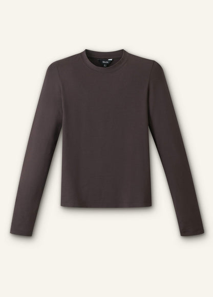Brown Slim Crew Neck Top | ME+EM