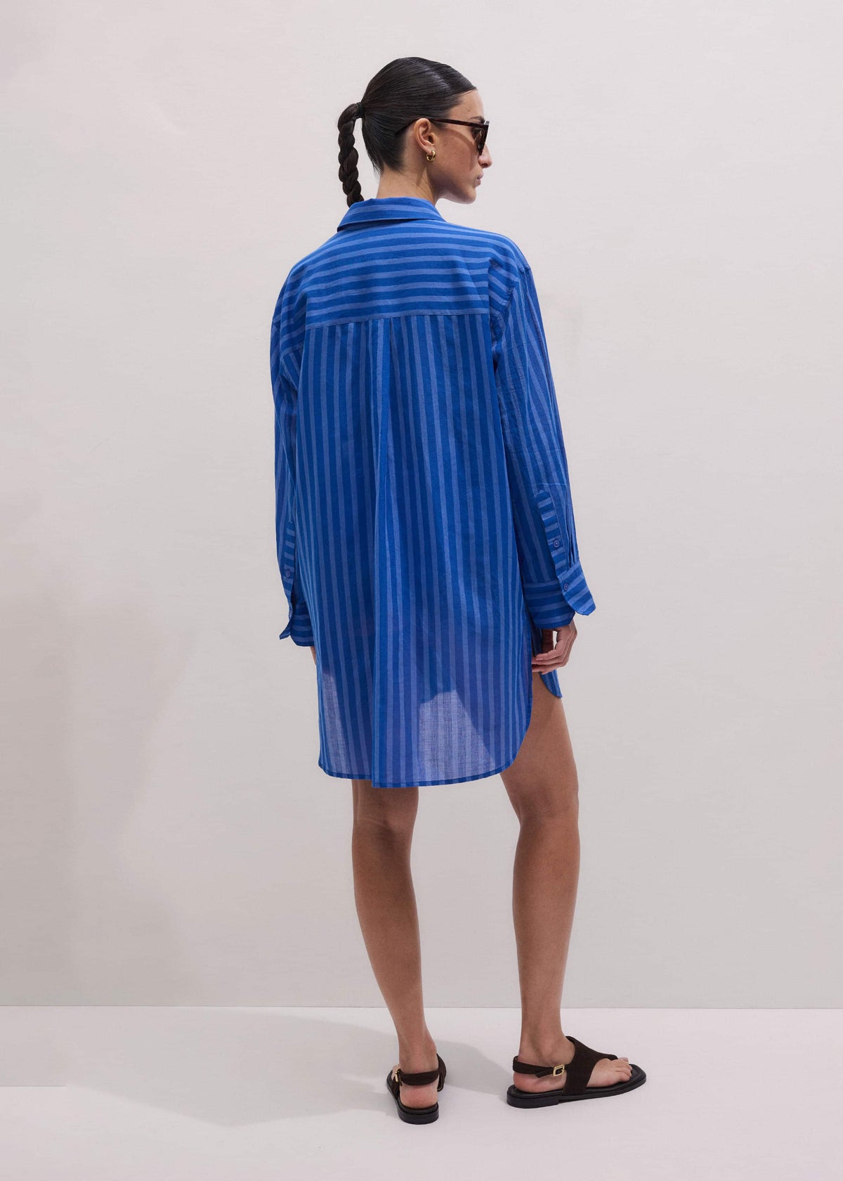 Blue Striped Oversized Beach Shirt | ME+EM