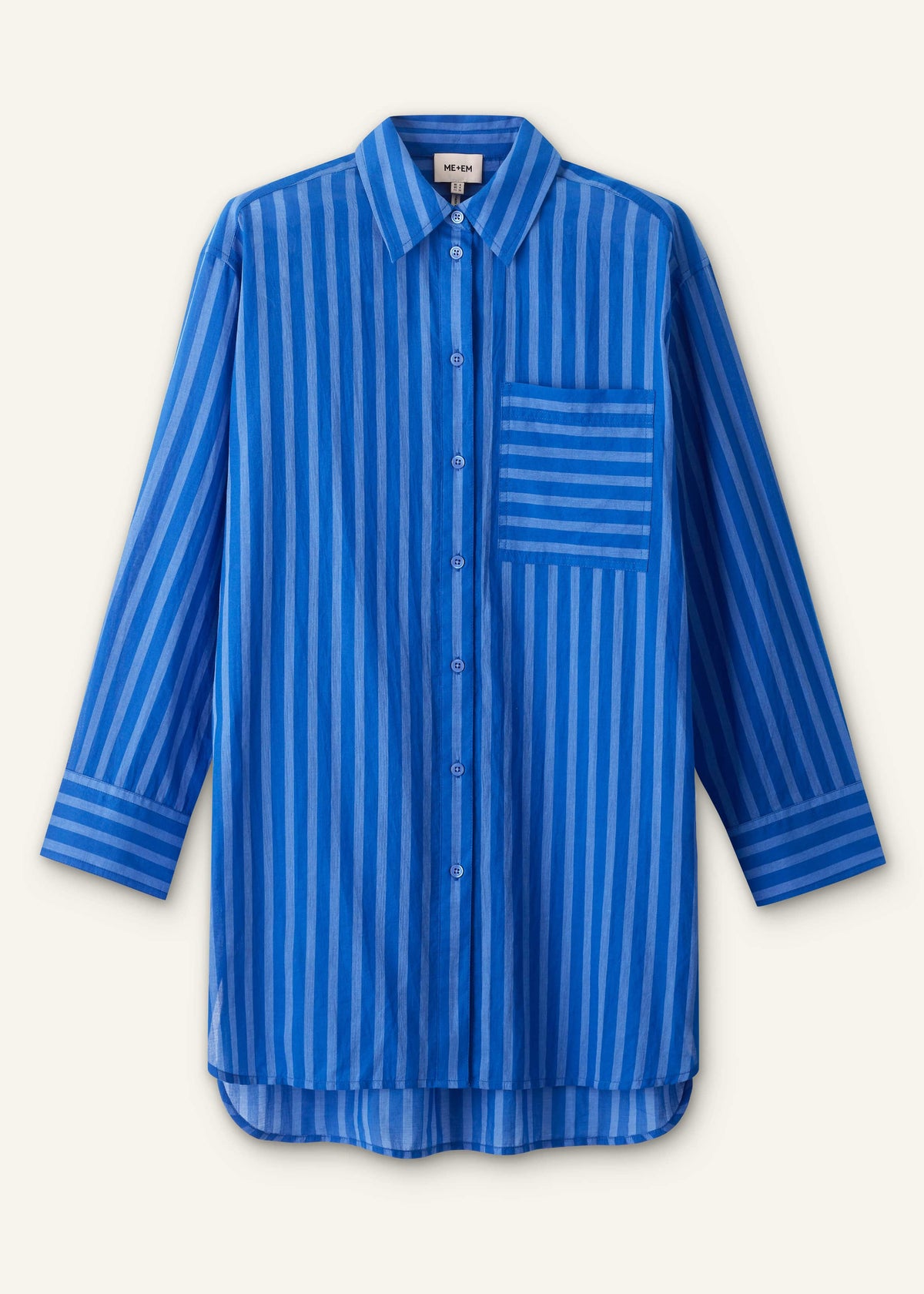 Blue Striped Oversized Beach Shirt | ME+EM