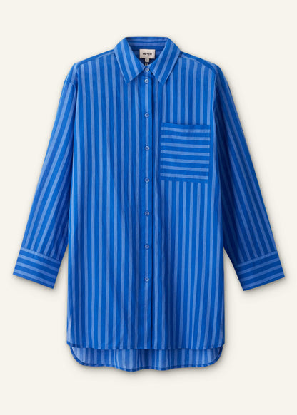 Blue Striped Oversized Beach Shirt | ME+EM