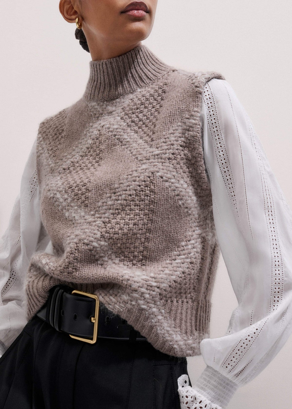 White Cotton Broderie Detail Straight Shirt | ME+EM