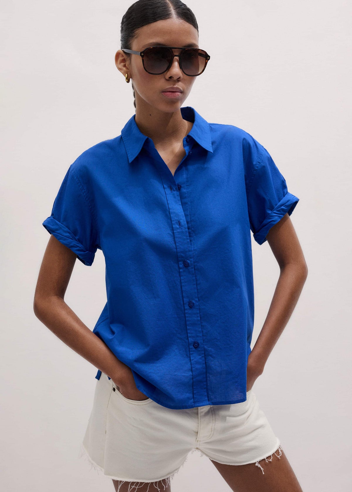 Blue Turn-Up Cuff Shirt | ME+EM