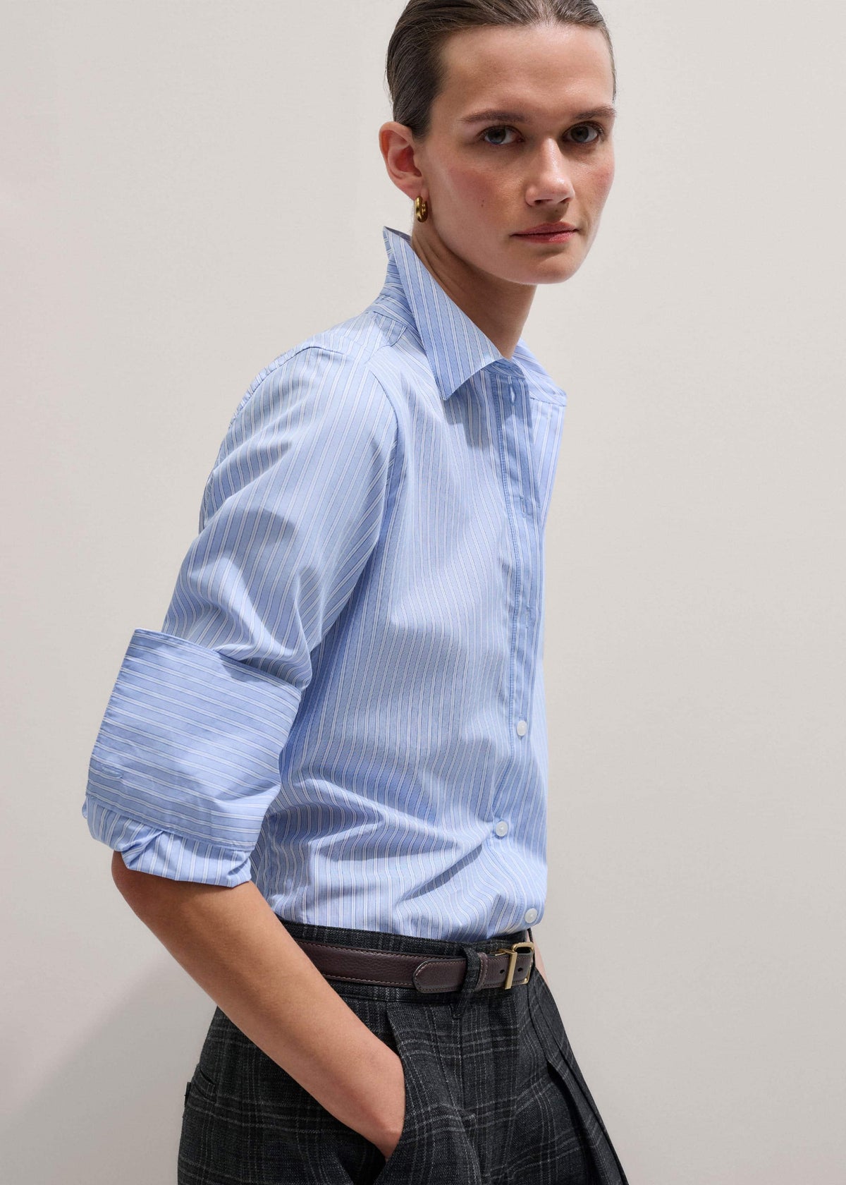 Blue Cotton Stripe Shirt | ME+EM