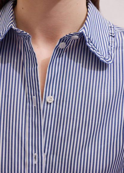 Navy Stripe Frill Collar Forever Shirt | ME+EM