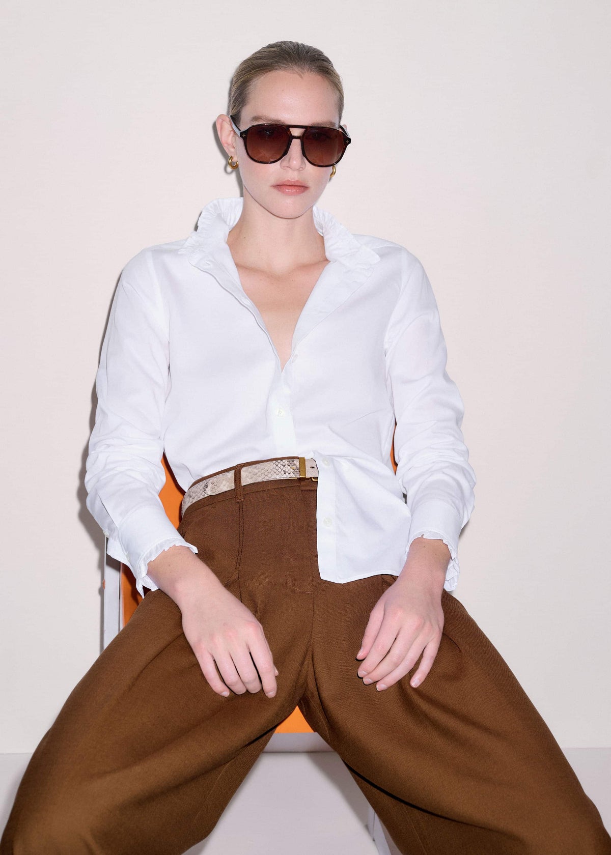 White Impossibly Soft Feminine Shirt | ME+EM