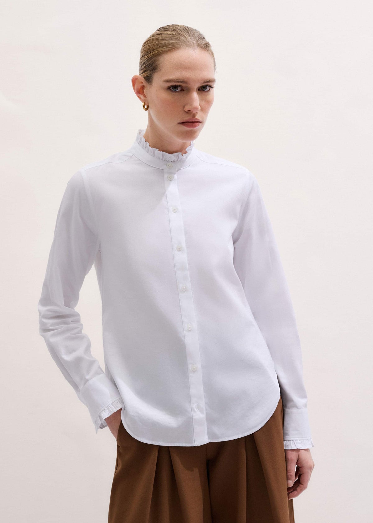 White Impossibly Soft Feminine Shirt | ME+EM
