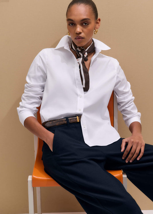 White Icon Fitted Swan Logo Shirt | ME+EM