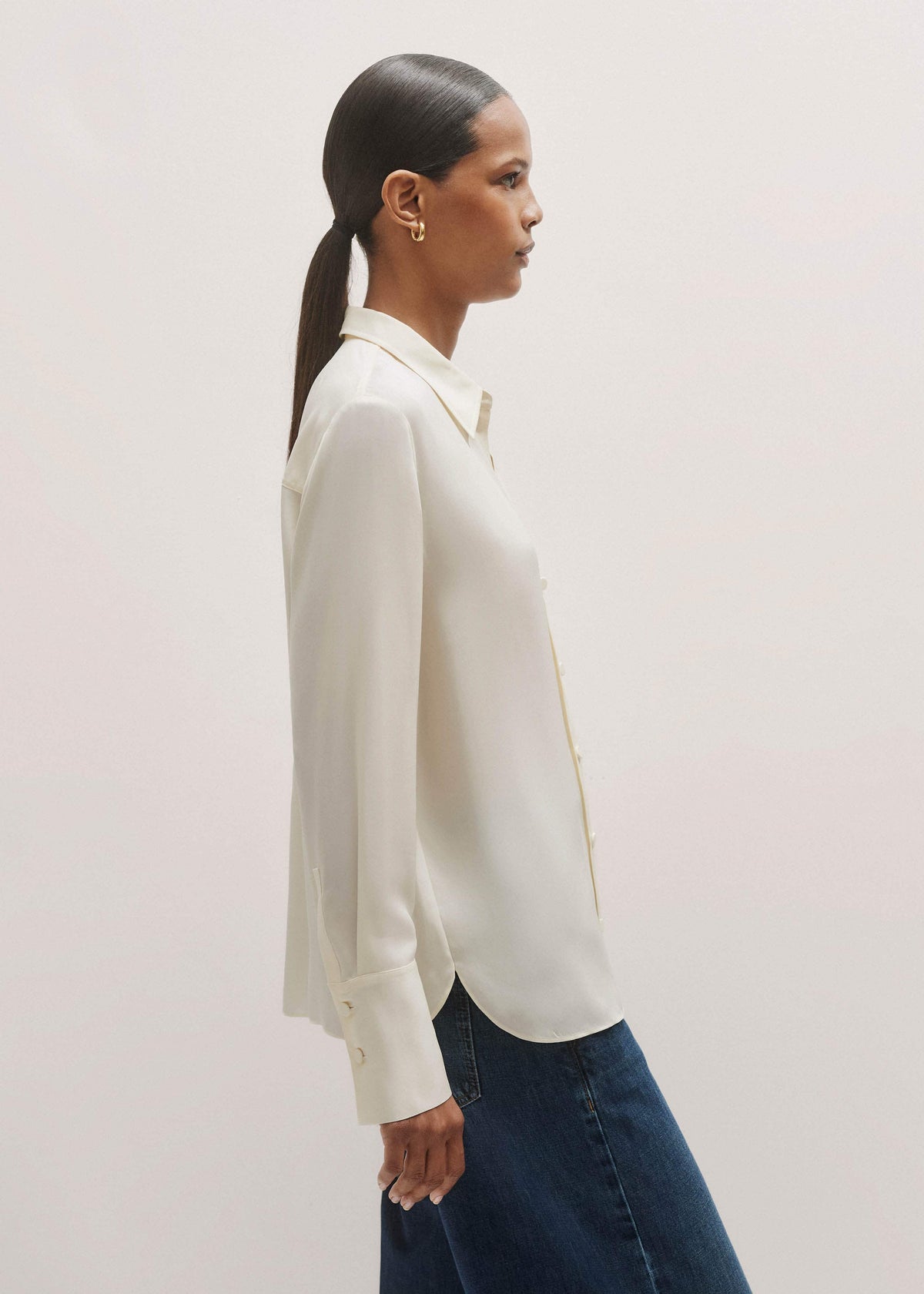Cream Silk Shirt | ME+EM